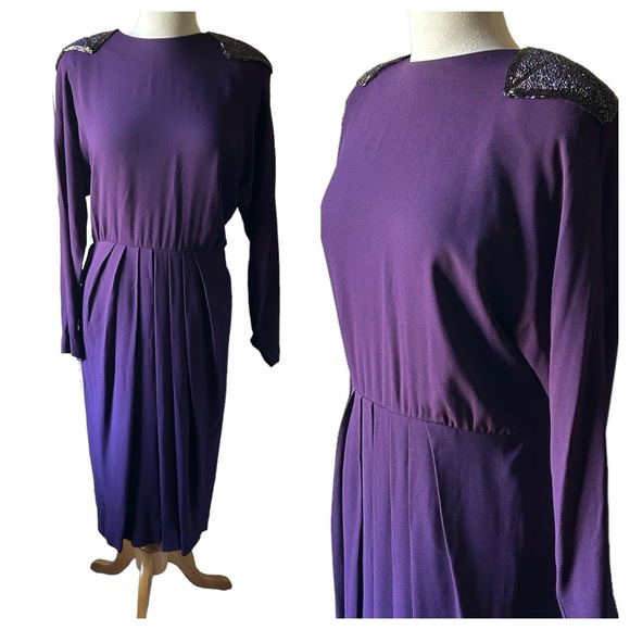 Vintage Morton Miles for the Warrens Purple Midi Backless Sheath Dress - M/L - Picture 4 of 10